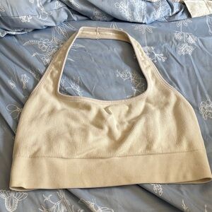 Fabletics Cream Ribbed Tank Top